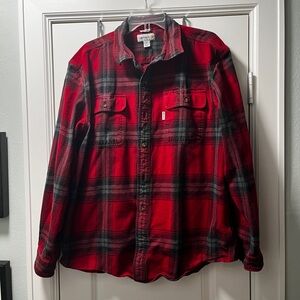 CARHARTT Shirt Men’s XL Hubbard Plaid Long Sleeve Durable Canvas Red